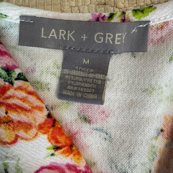 LARK GREY Floral Wrap Style Midi Dress Pleated Skirt Romantic Cottagecore - Picture 3 of 5